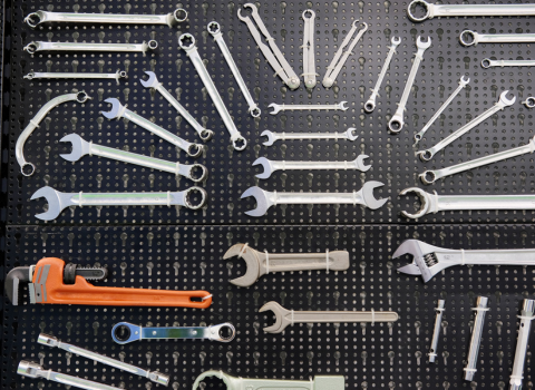 organizing power tools in the same location and parts